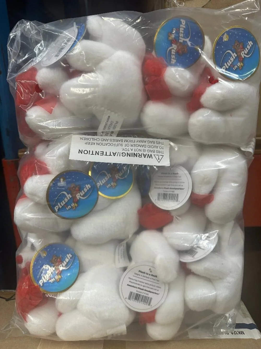 12-Pack White Mini Teddy Bears 4 Inch Stuffed Teddy Bear Small Heart Bulk Plush